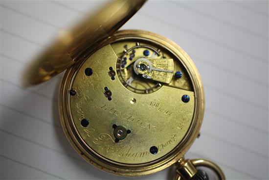 A Victorian 18ct gold keyless lever pocket watch by Parkinson & Frodsham,